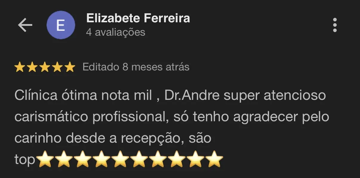 Avaliação de Elizabete Ferreira no Google